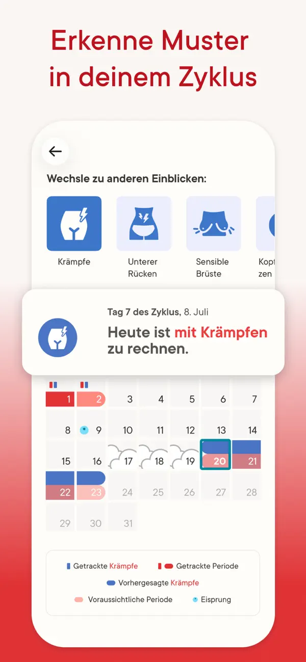 Clue Perioden Kalender iPhone App Screenshot 3 – Gesundheit & Fitness