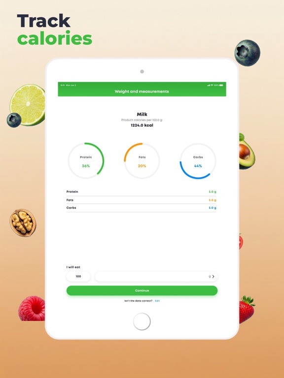 Calorie counter - Scanfood iPad screenshot