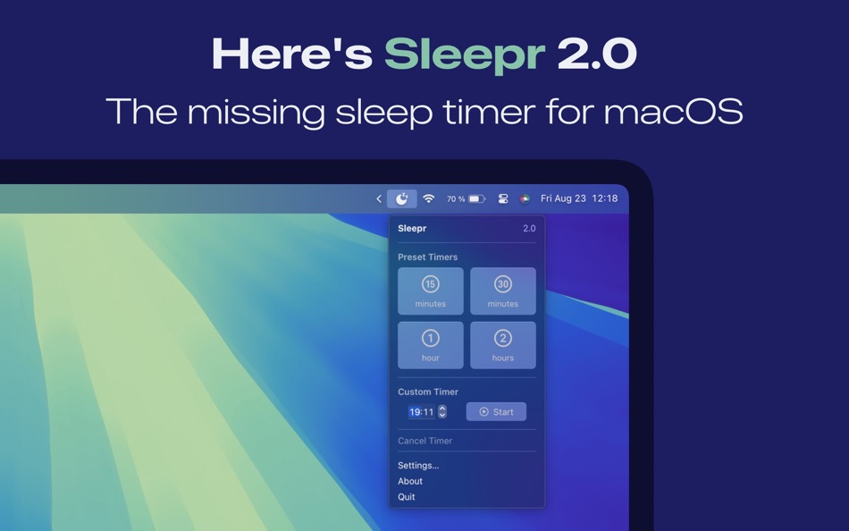 #1. Sleepr App (macOS) Podle: Mathieu SANTOSTEFANO
