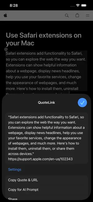 QuoteLink for Safari screenshot 1