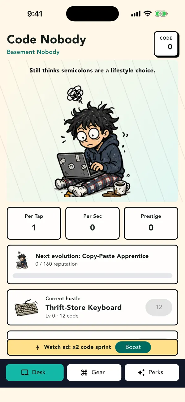 #1. Code Nobody (iOS) di: Gobling Company