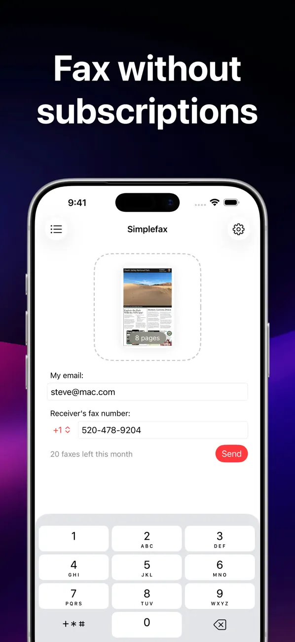 Screenshot #1 pour Simplefax - fax app