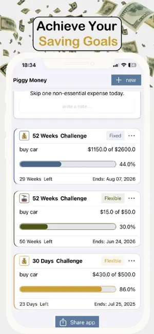 Money goal tracker - piggy screenshot 2