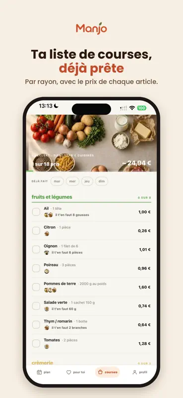 Manjo - Recettes & Courses screenshot 1 of 6