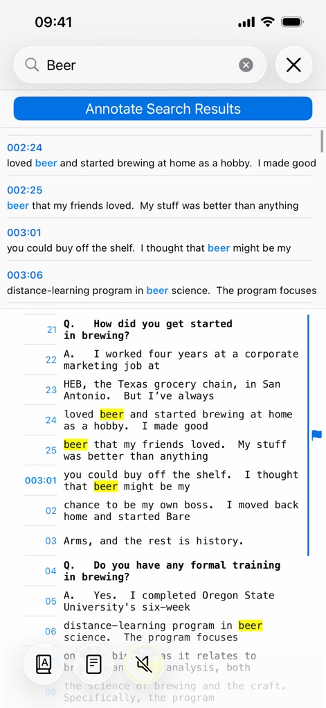 TranscriptPad - Review Depos - transcriptpad-keyword-search-interface