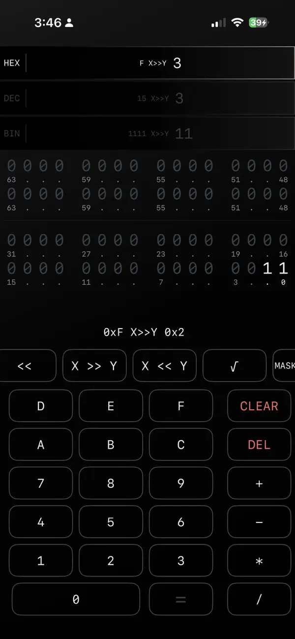 #3. BinaryHexCalc (iOS) Bởi: Matthew Mesropian