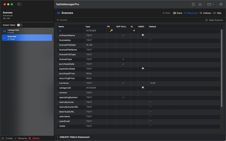 #2. SqliteManagerPro (macOS) 게시자: Klaus Mack