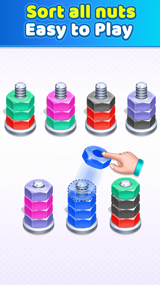 #3. Nuts And Bolts Color Sort (iOS) Podle: Mrudul Babariya