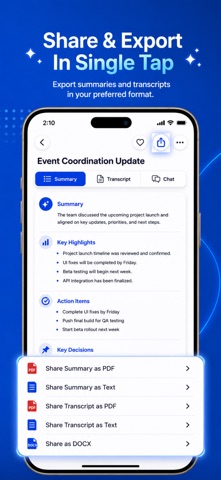 AI Meeting Summary: Note Taker iPhone screenshot