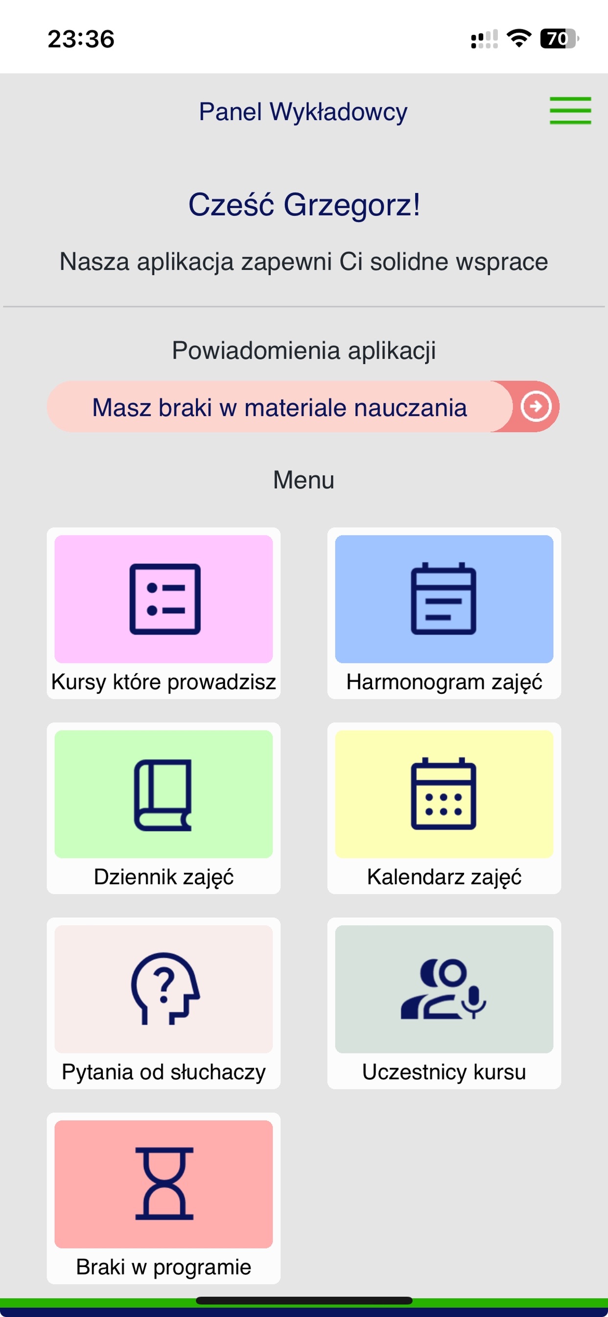 Screenshot 1 of Platforma SkwP dla Wykładowców