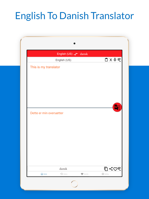 English To Danish Translation iPad screenshot