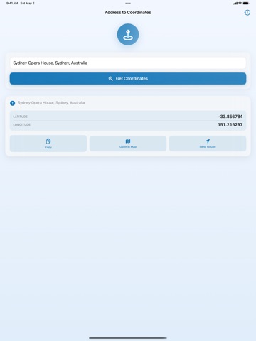 Addr: Address to Lat/Long iPad screenshot