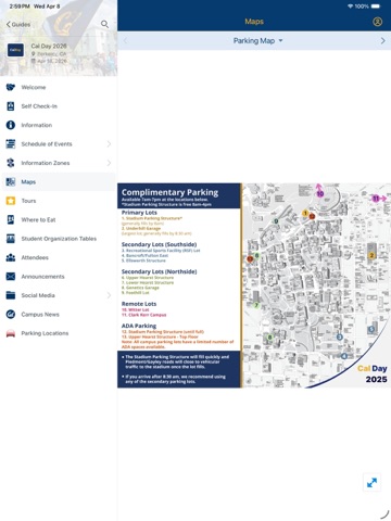 UC Berkeley / Cal Event Guides iPad screenshot