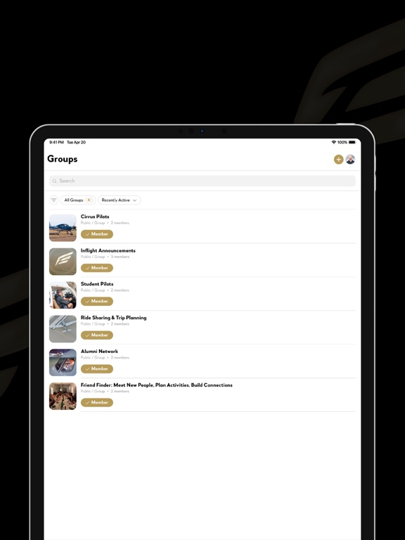 Inflight Community iPad screenshot 3 - Social Networking app