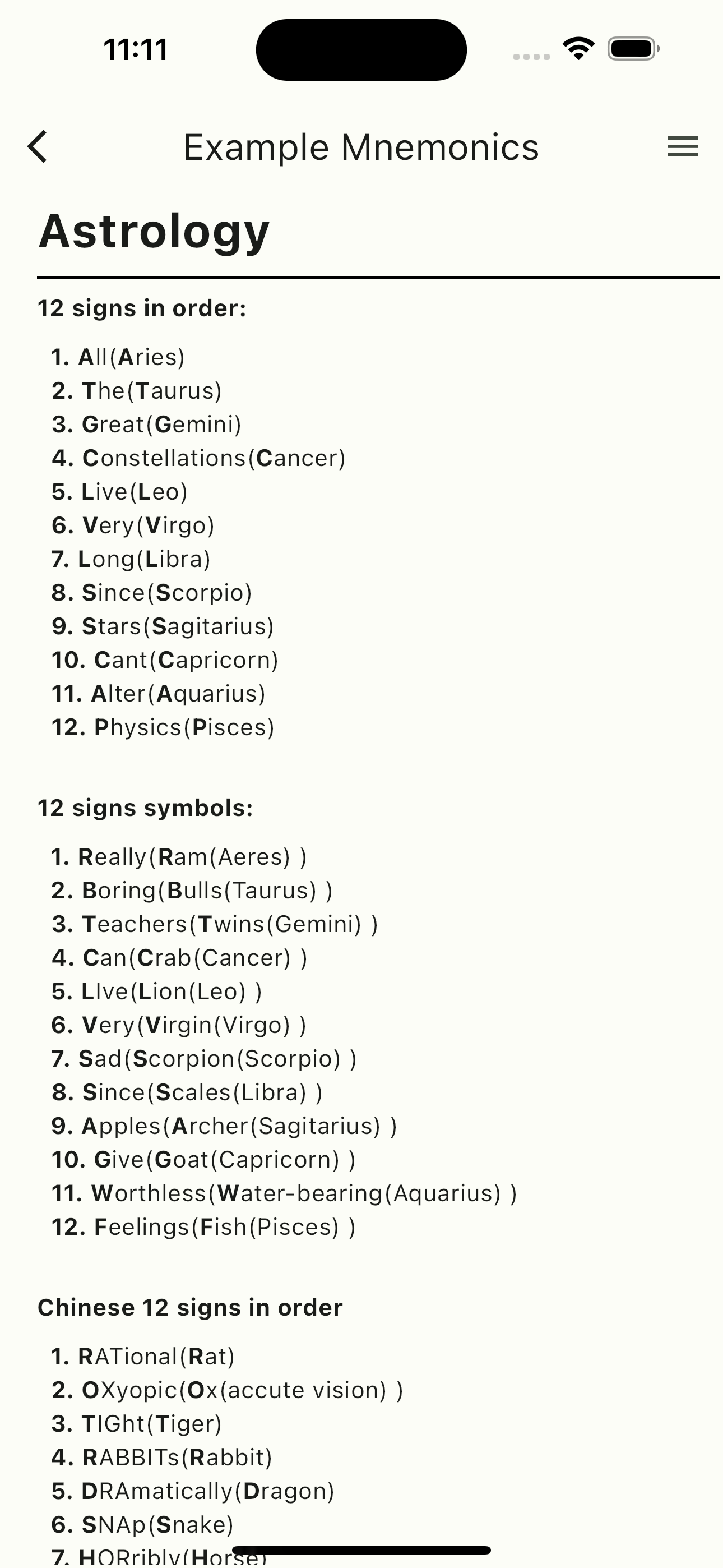 Mnemonics Maker