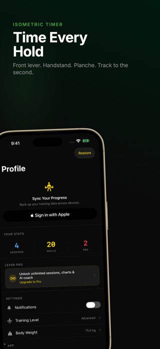 Calisthenics Tracker - Lever Screenshot 4 of 5