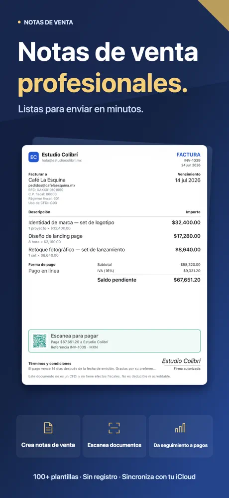 Nota de Venta, Cotización — captura 1
