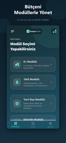 budget route: bütçe takibi iPhone screenshot