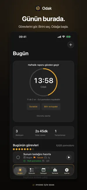 Odak: Yapılacaklar & Pomodoro screenshot 1