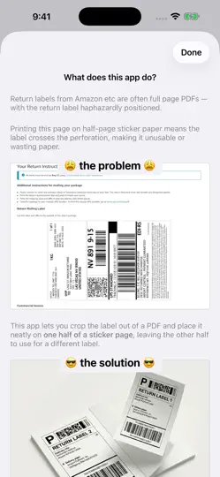 Half-Page Label Printer iPhone Screenshot 3