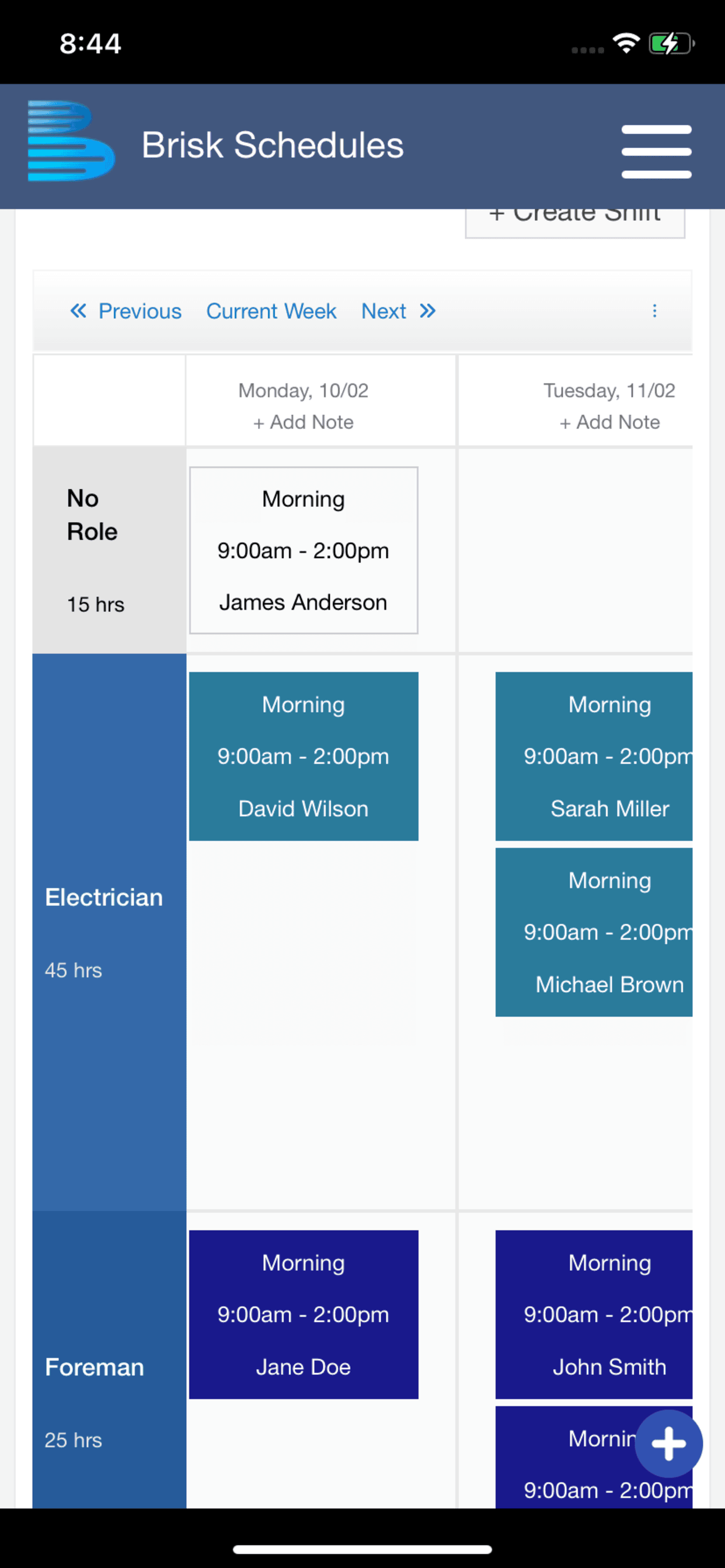 Brisk Schedules