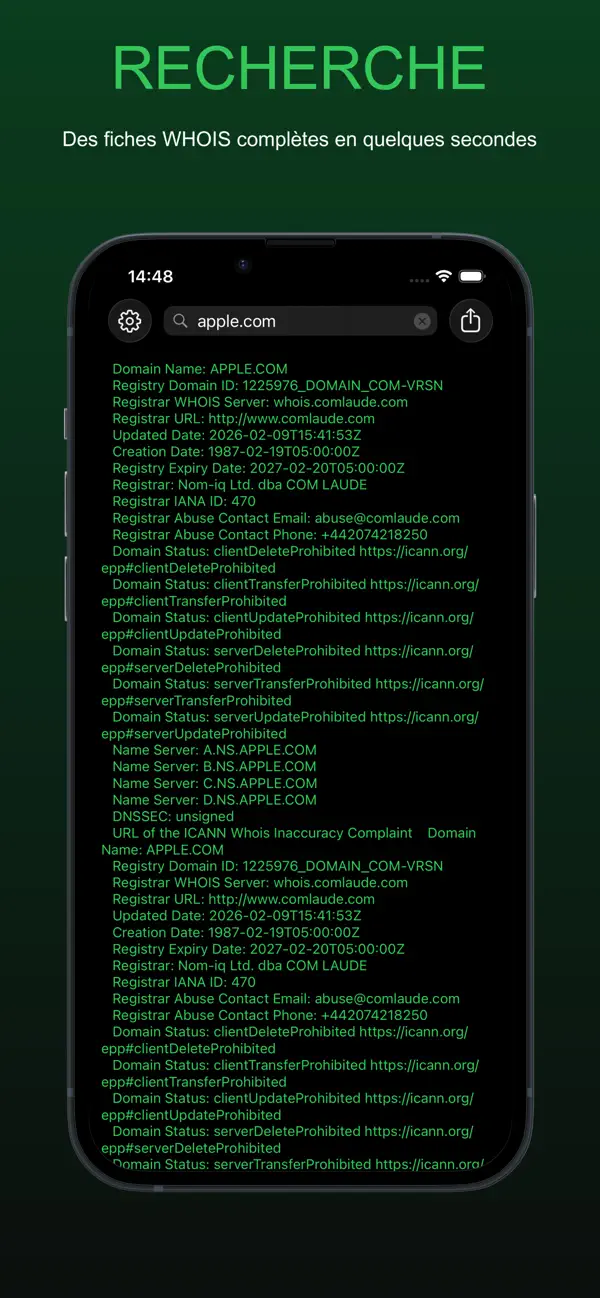 Screenshot #1 pour Whois - Recherche de domaine