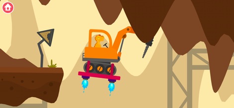 Dinosaur Digger 3: Truck Games - Experience thrilling aerial maneuvers as the dinosaur-driven excavator propels itself with jet boosters, navigating challenging terrains.