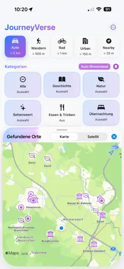 Screenshot von JourneyVerse auf dem iPhone 4