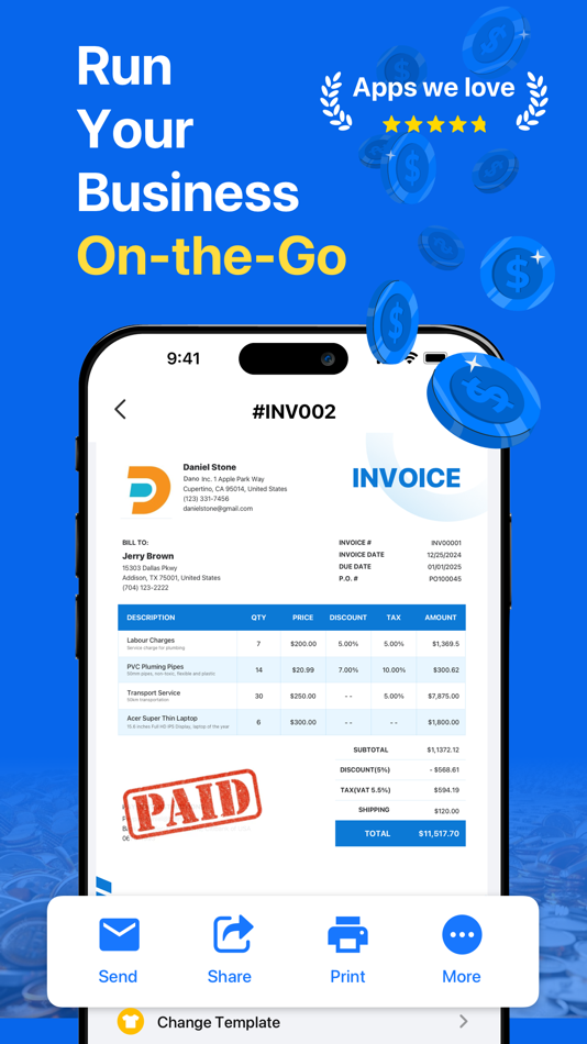 #1. Invoice maker, invoice simple (iOS) 由: 英 黄