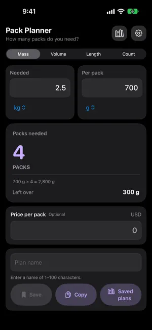 Pack Quantity Calculator screenshot 1