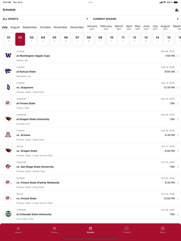 WSU Cougars Gameday iPad screenshot