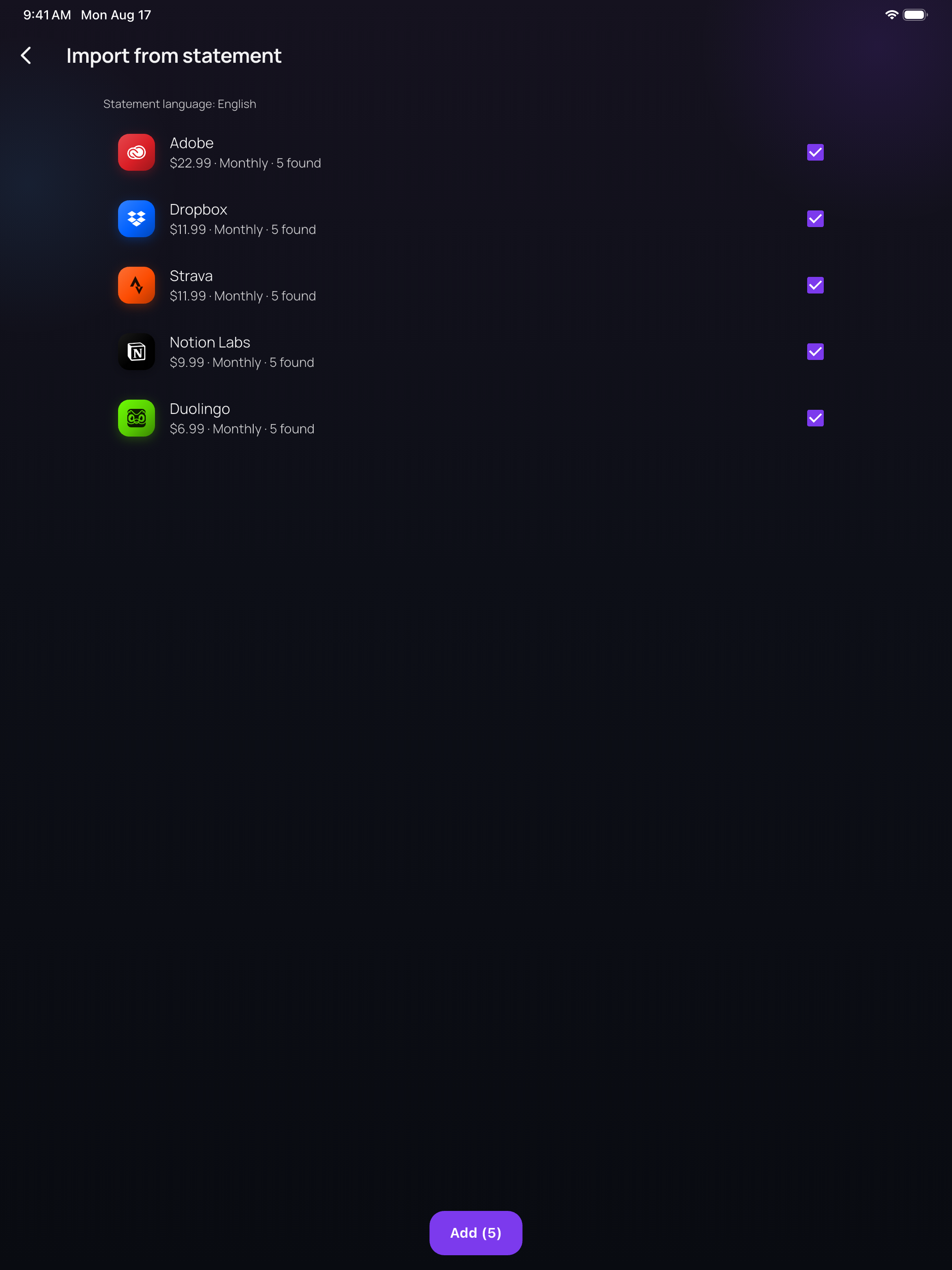 Eluna: Subscription Tracker screenshot 13