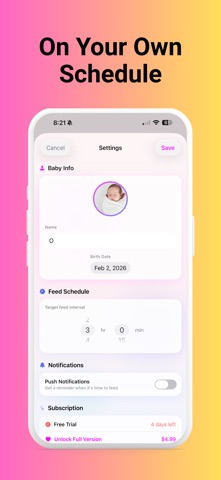 MilkMode: Breastfeeding Timer iPhone screenshot
