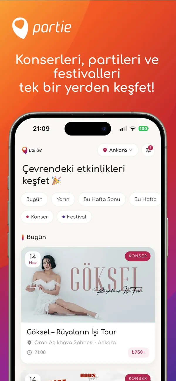 Screenshot #1 pour partie - konser & parti keşfet
