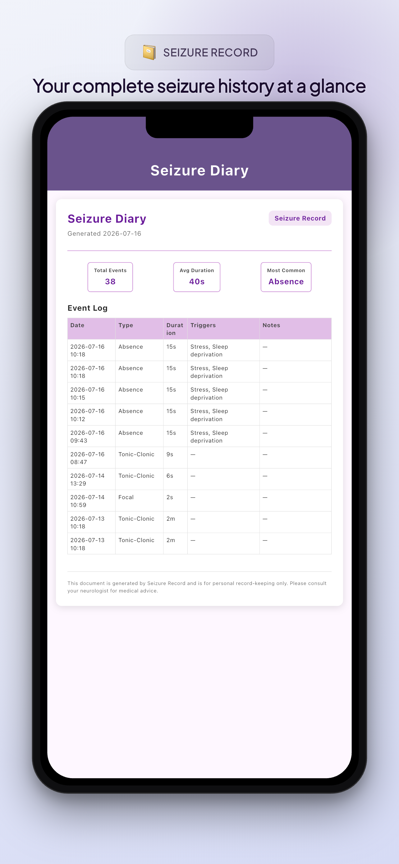 Seizure Record screenshot 4
