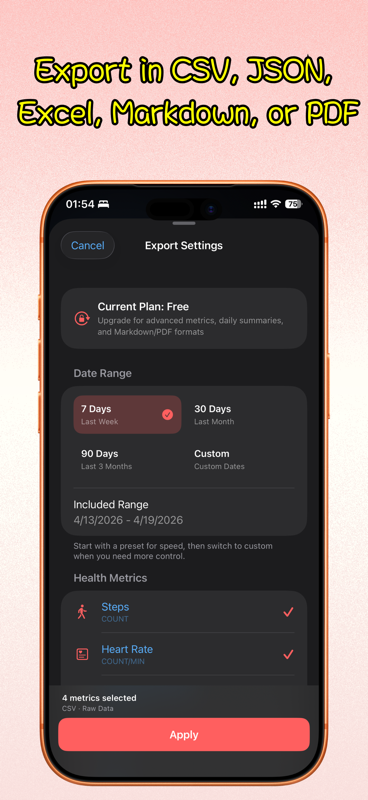 Health Data Export screenshot 2