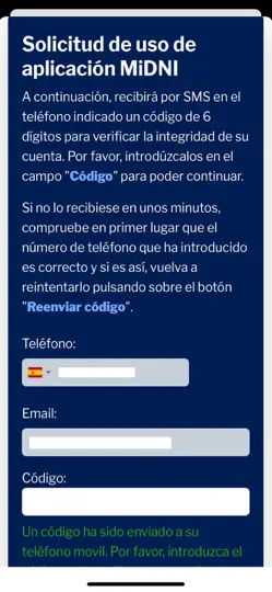 Captura de pantalla de DNI DIGITAL (DNIe) en iPhone 4