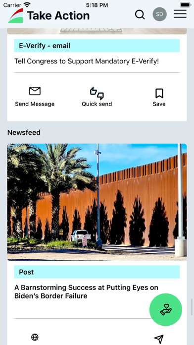 NumbersUSA Action Board Screenshot