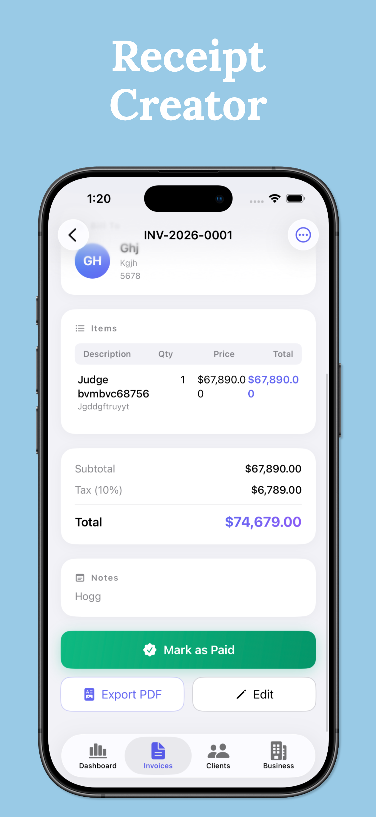 PDF Invoice &  Receipt Maker