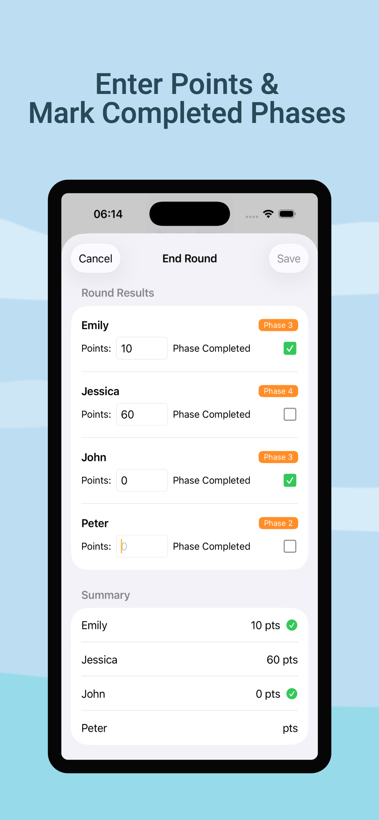 Phase 10 Scorer screenshot 2