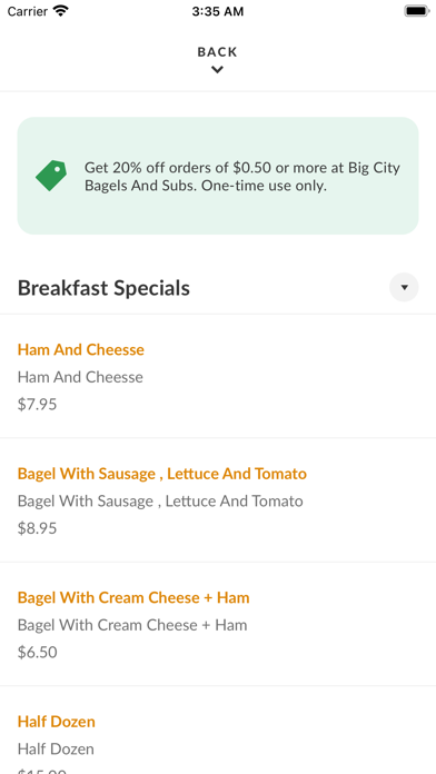 Big City Bagels And Subs Screenshot