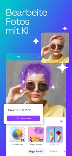 Screenshot von Canva: KI-Foto- & Video-Editor auf dem iPhone 5