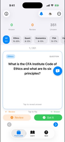 CFA Level I Flashcards iPhone screenshot