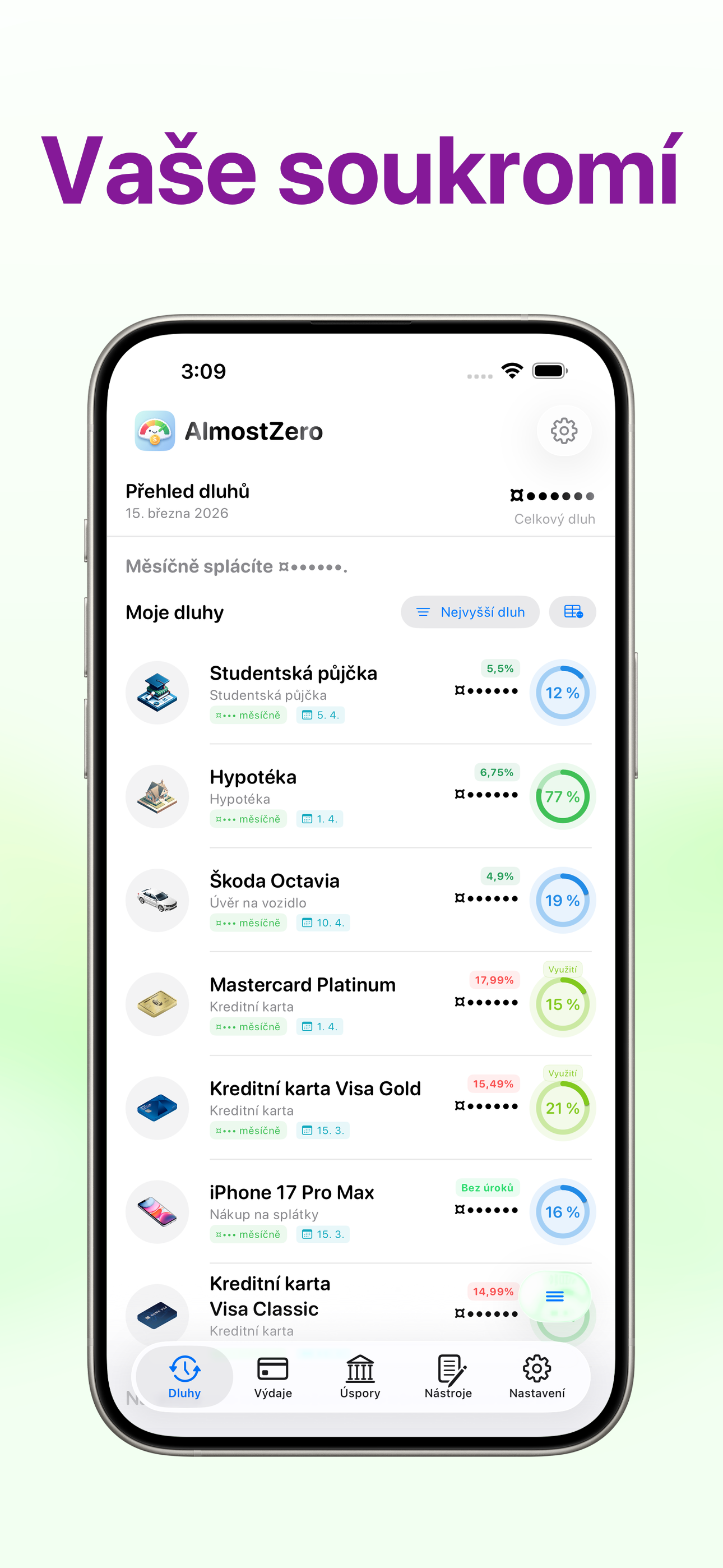 Vaše finance zůstávají soukromé