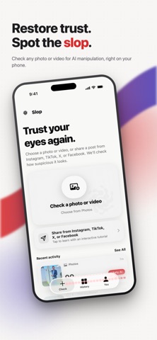 Slop AI Image & Video Detector iPhone screenshot