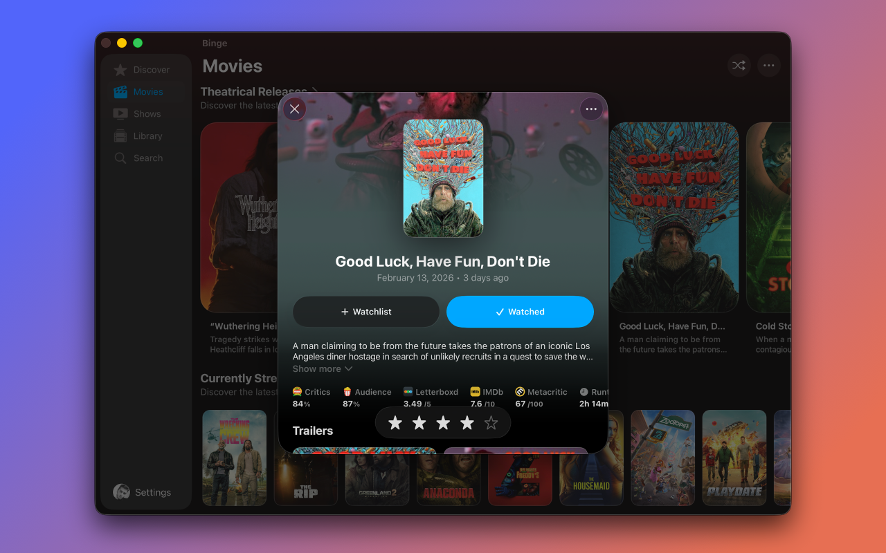 Binge: Movies and Shows