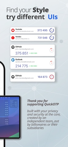 QuickOTP Authenticator Passkey iPhone screenshot