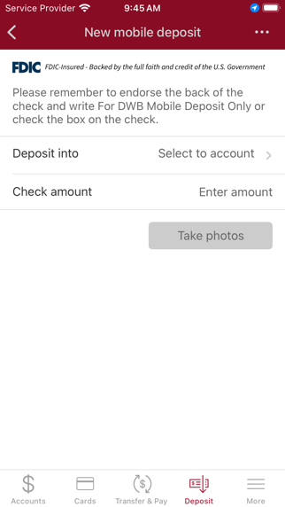 DWB Mobile Banking Screenshot