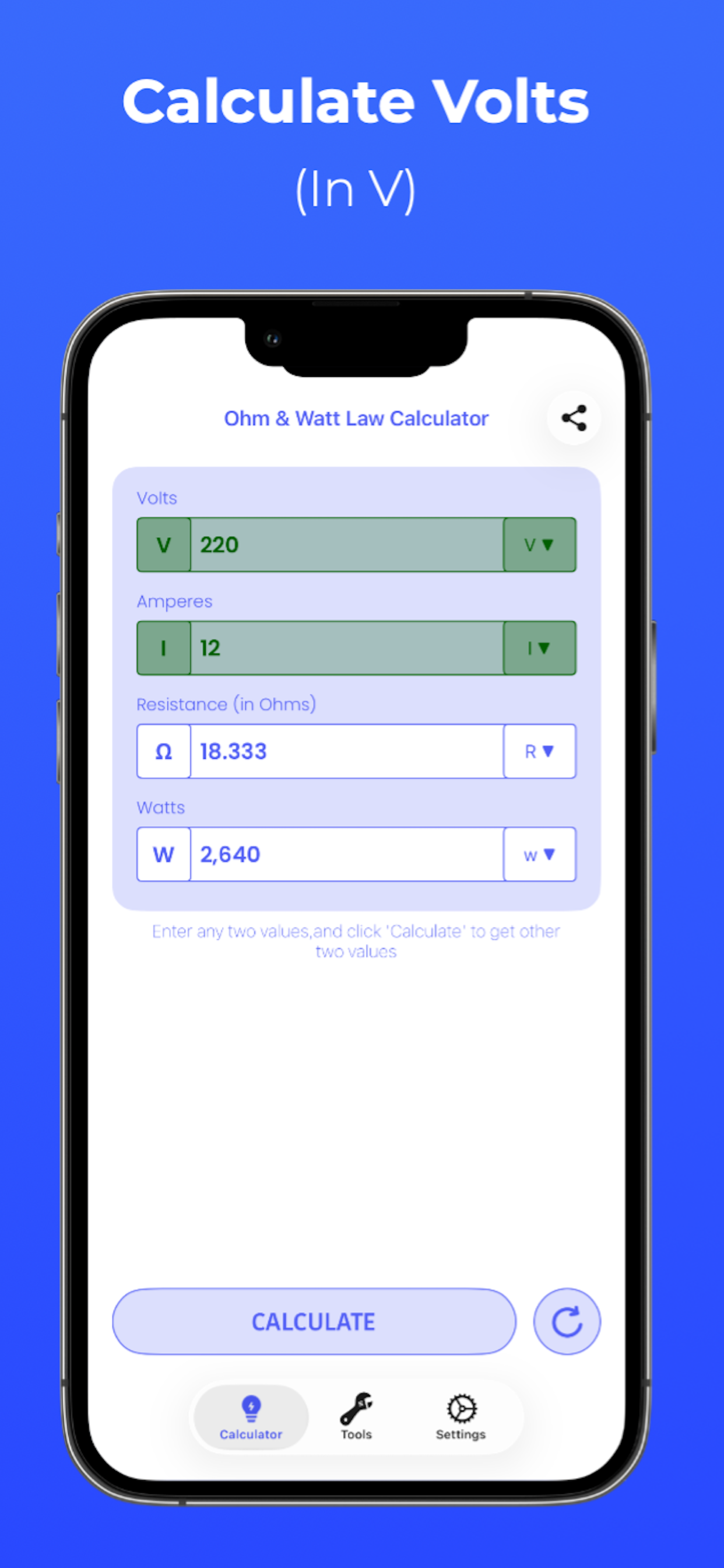Ohm & Watt Law Electrical Calc