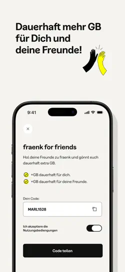 Screenshot von Fraenk: Die Mobilfunk App auf dem iPhone 4